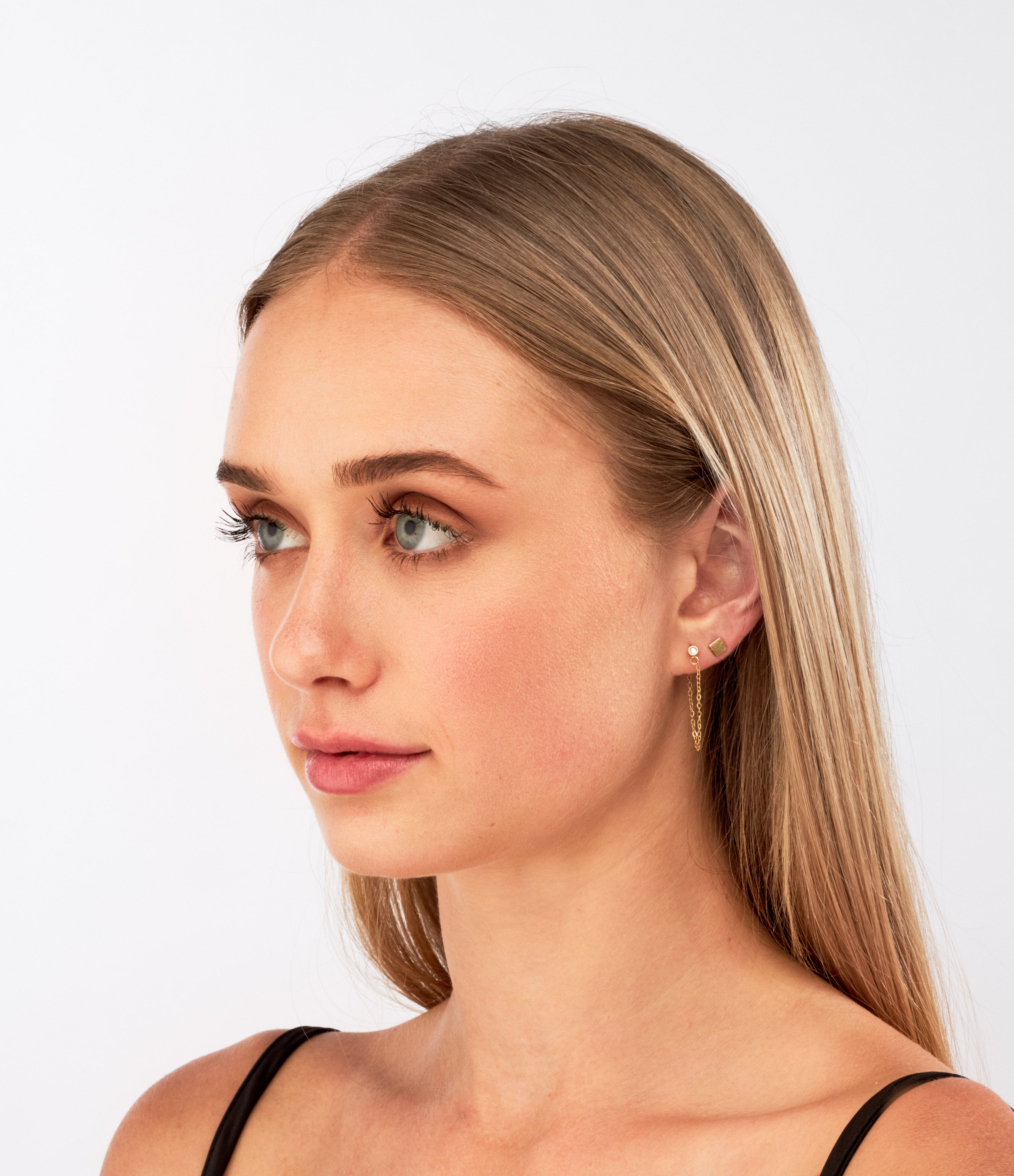 Carter - 18k Gold Chain Zirconia Earrings - Camilla Dovey Jewelry