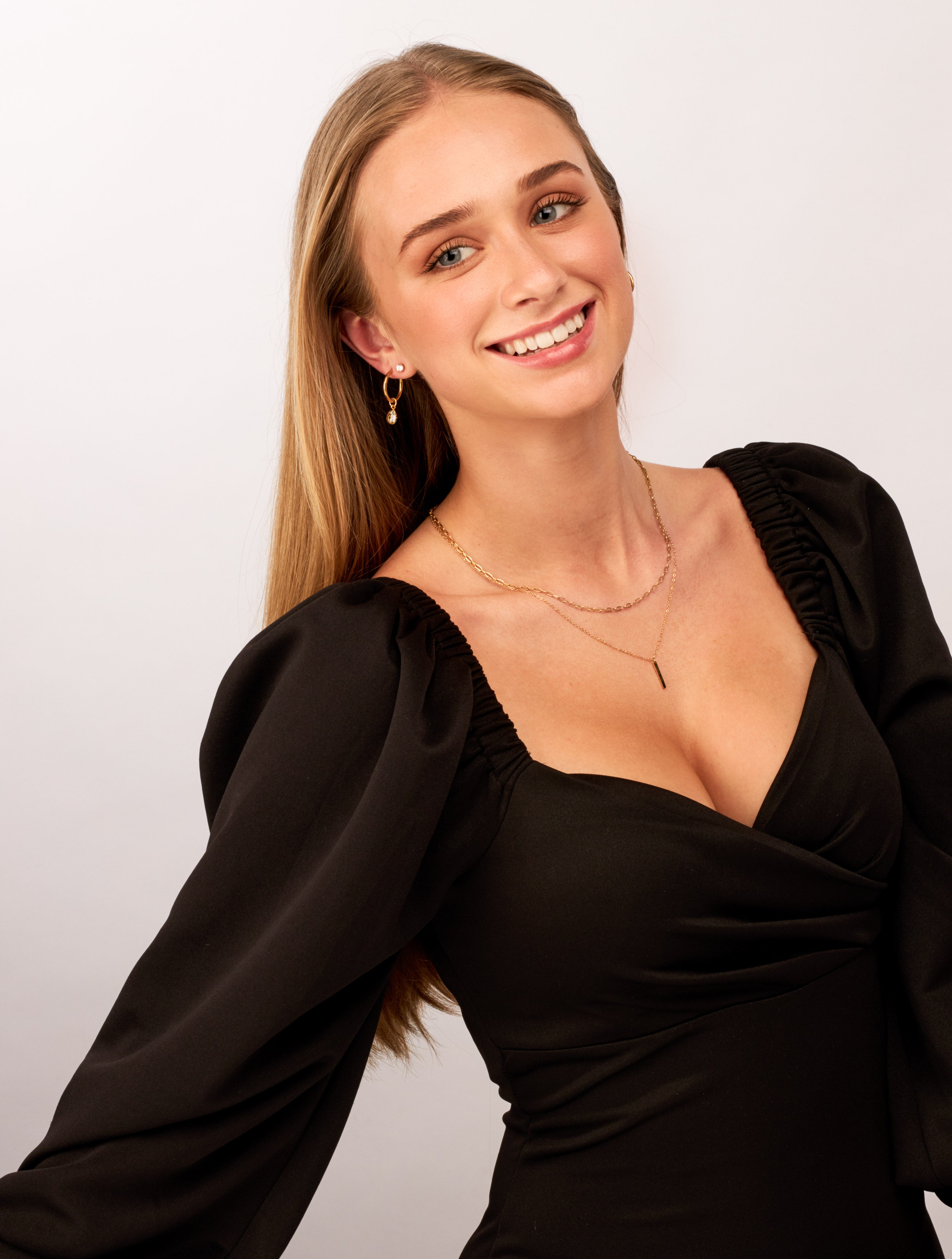 Hayden - 18k Gold Zirconia Drop Hoop Earrings - Camilla Dovey Jewelry