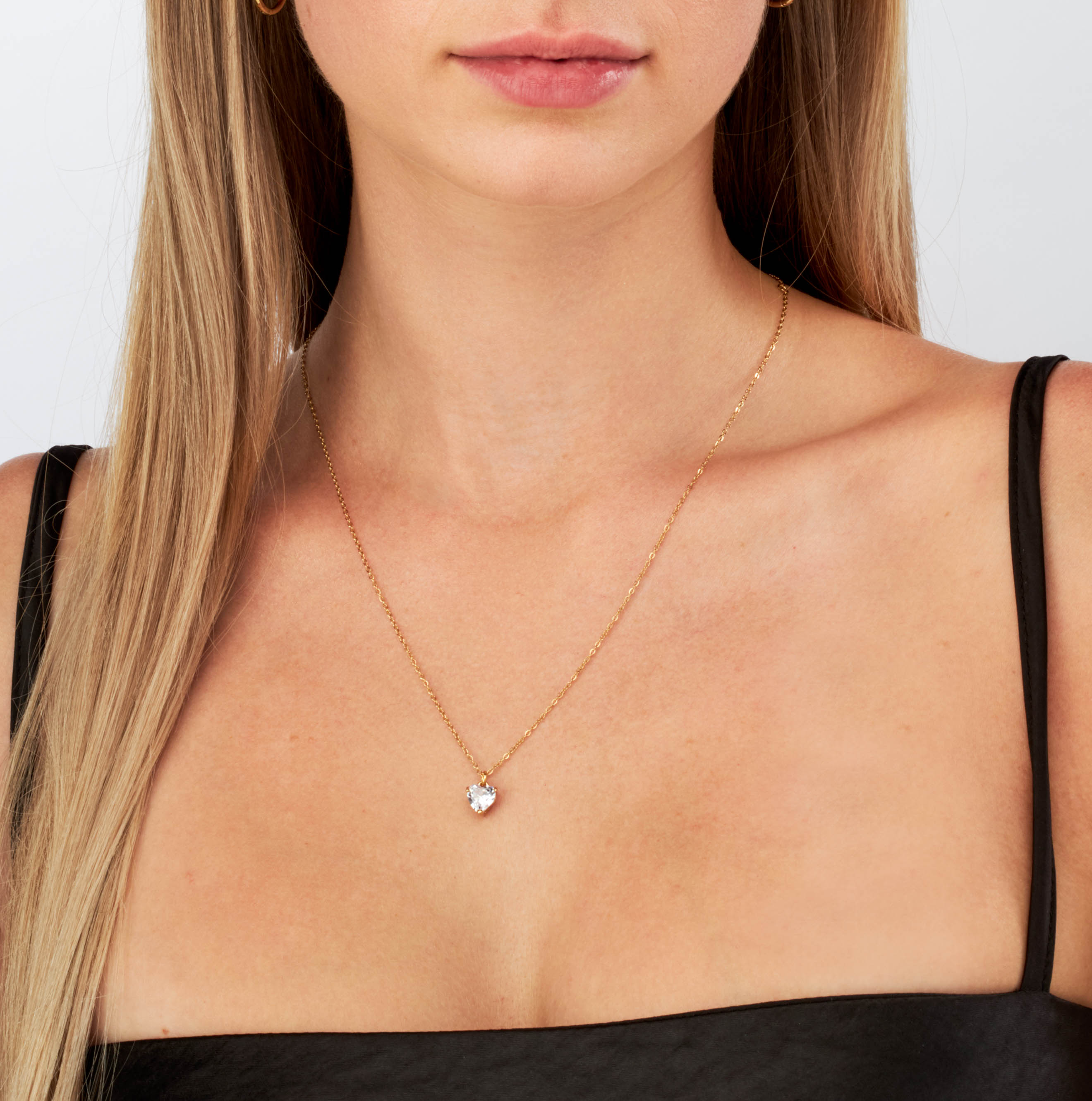 Dayna - 18k Gold Zirconia Heart Necklace - Camilla Dovey Jewelry