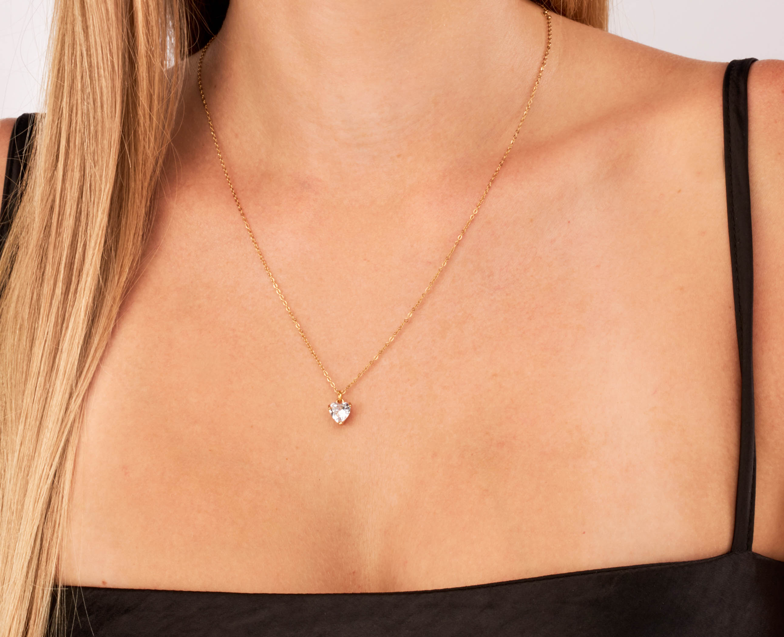 Dayna - 18k Gold Zirconia Heart Necklace - Camilla Dovey Jewelry