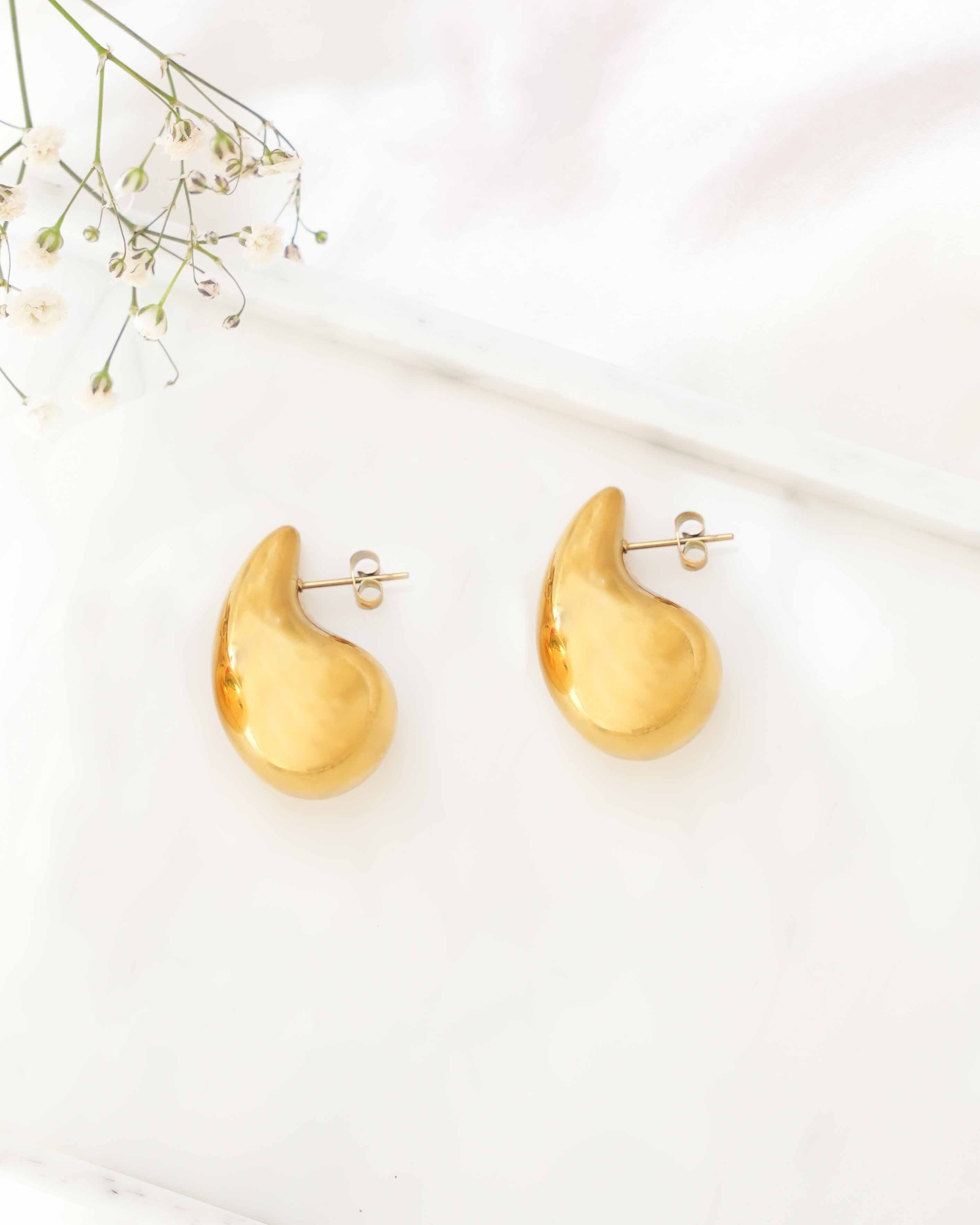 Celine -  Silver Dome Drop Earrings