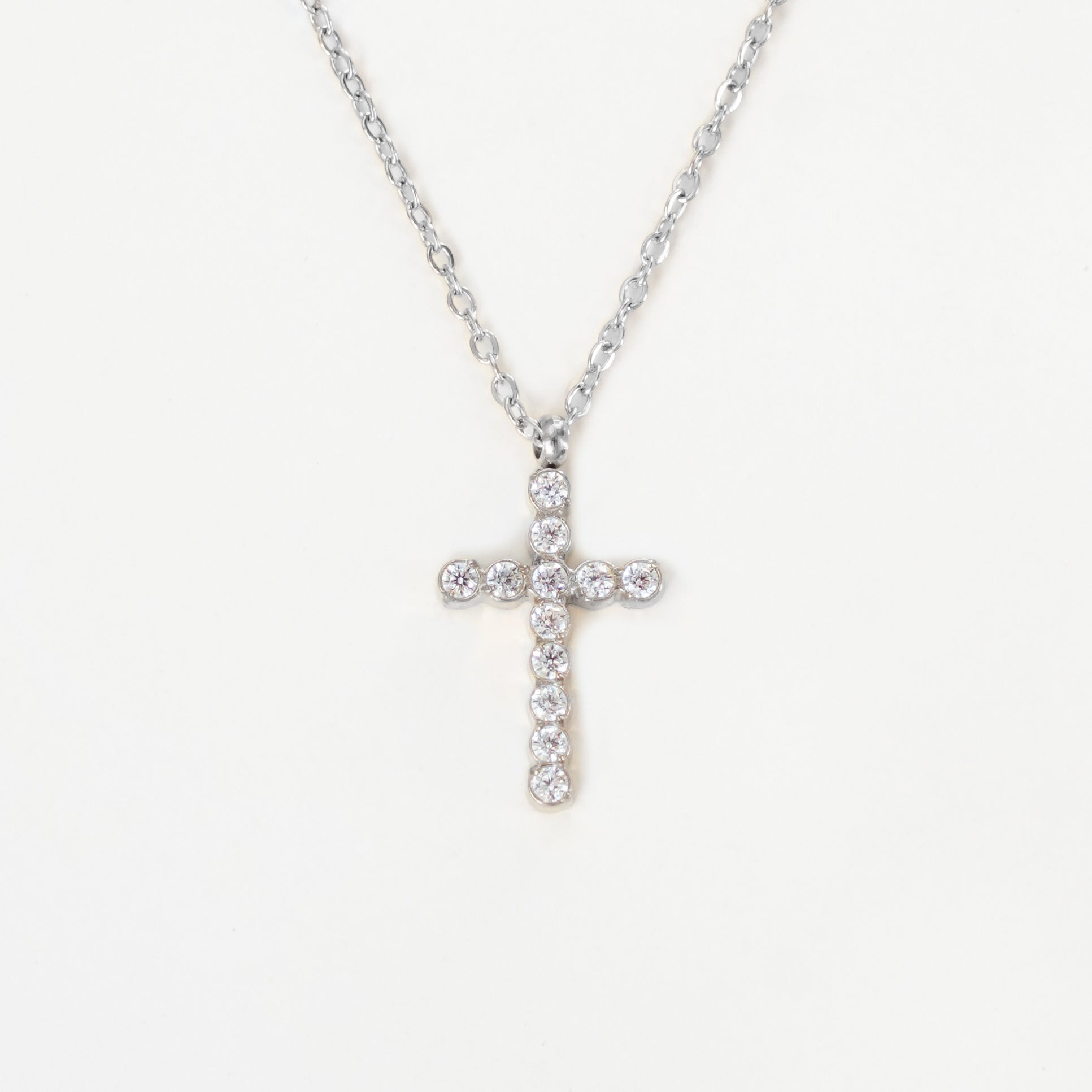 Cross - Silver Zirconia Necklace