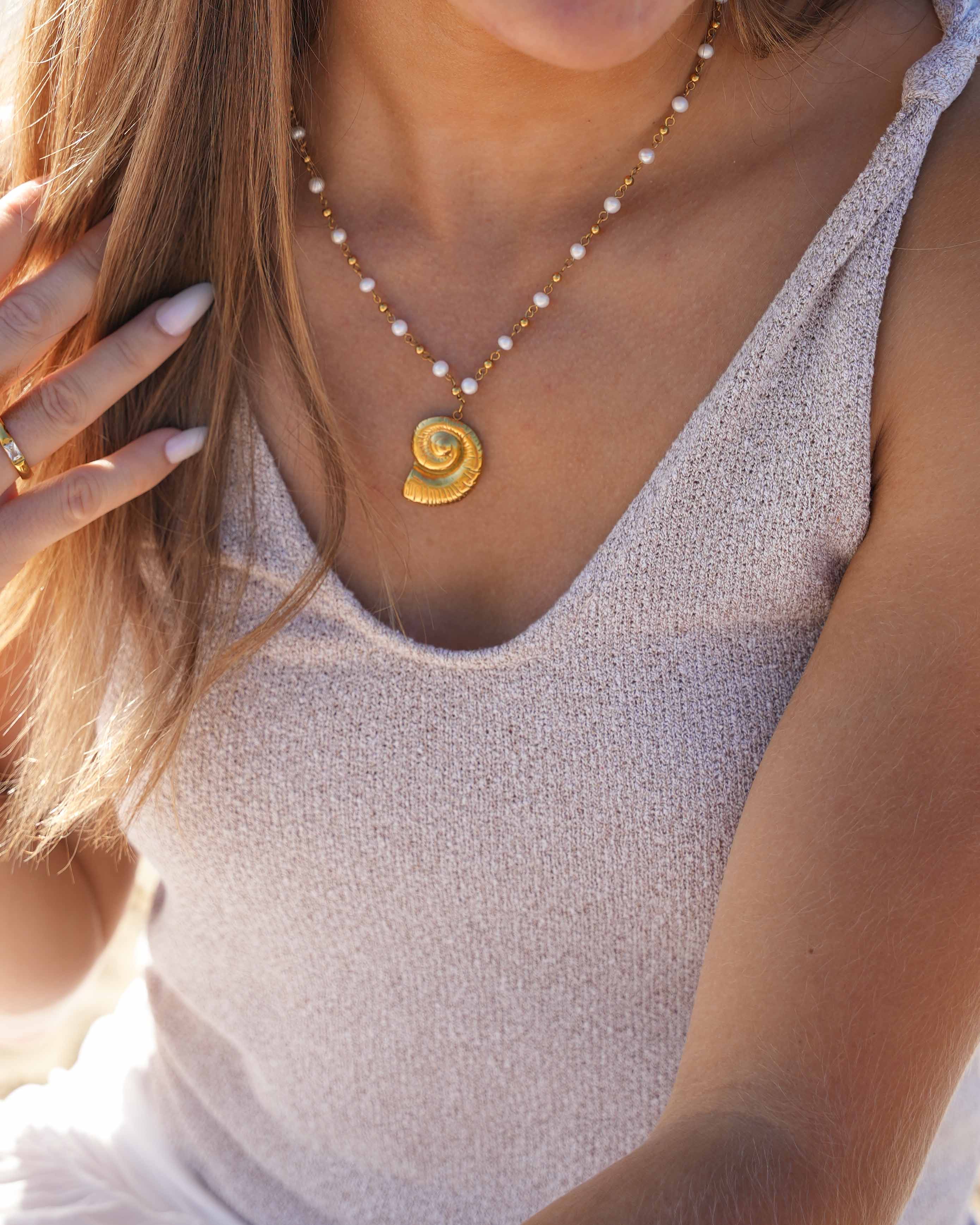 Ilios - 18k Gold Baroque Nautilus Necklace