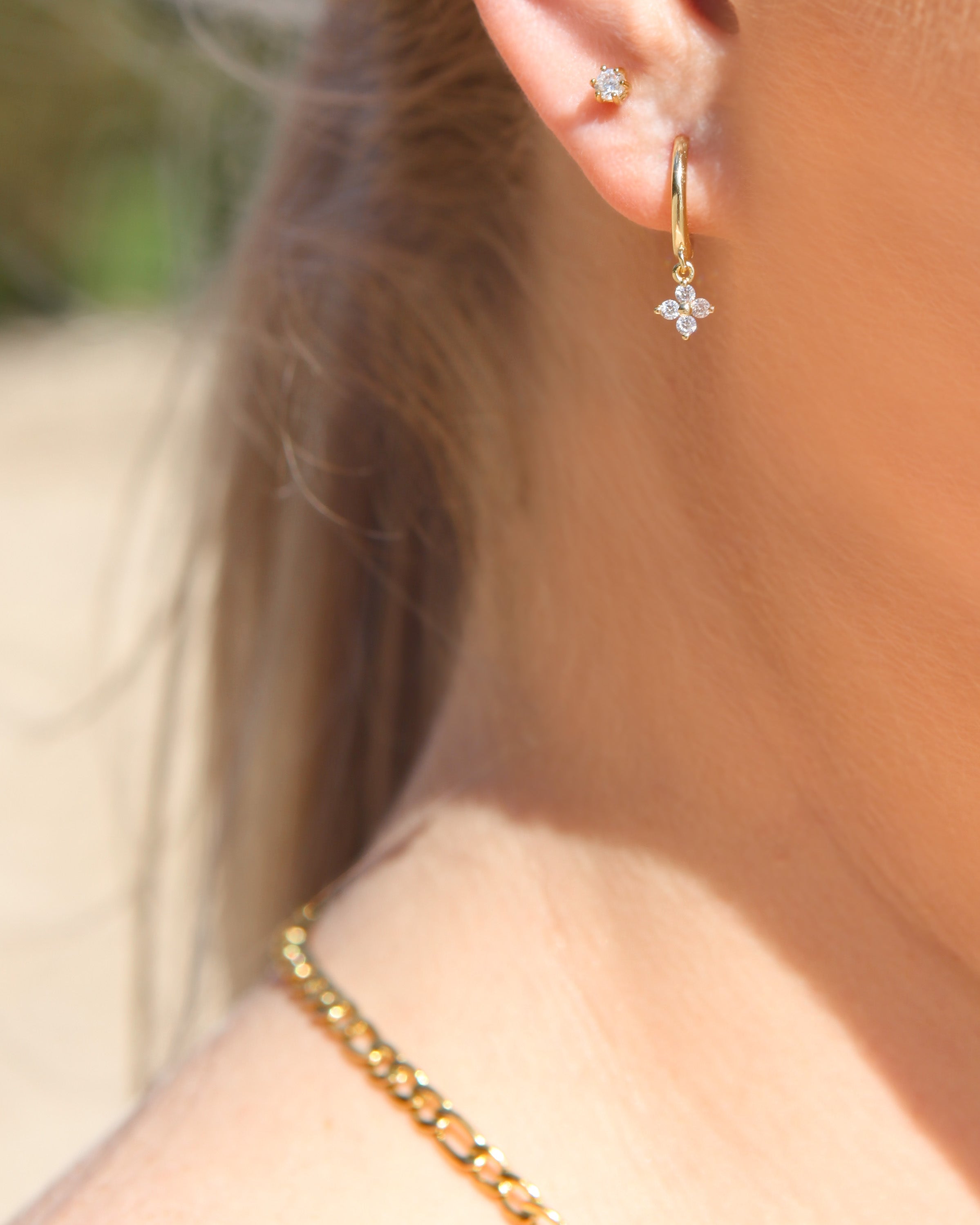 2mm Miniature Zirconia Studs - 18k Gold/Silver Earrings