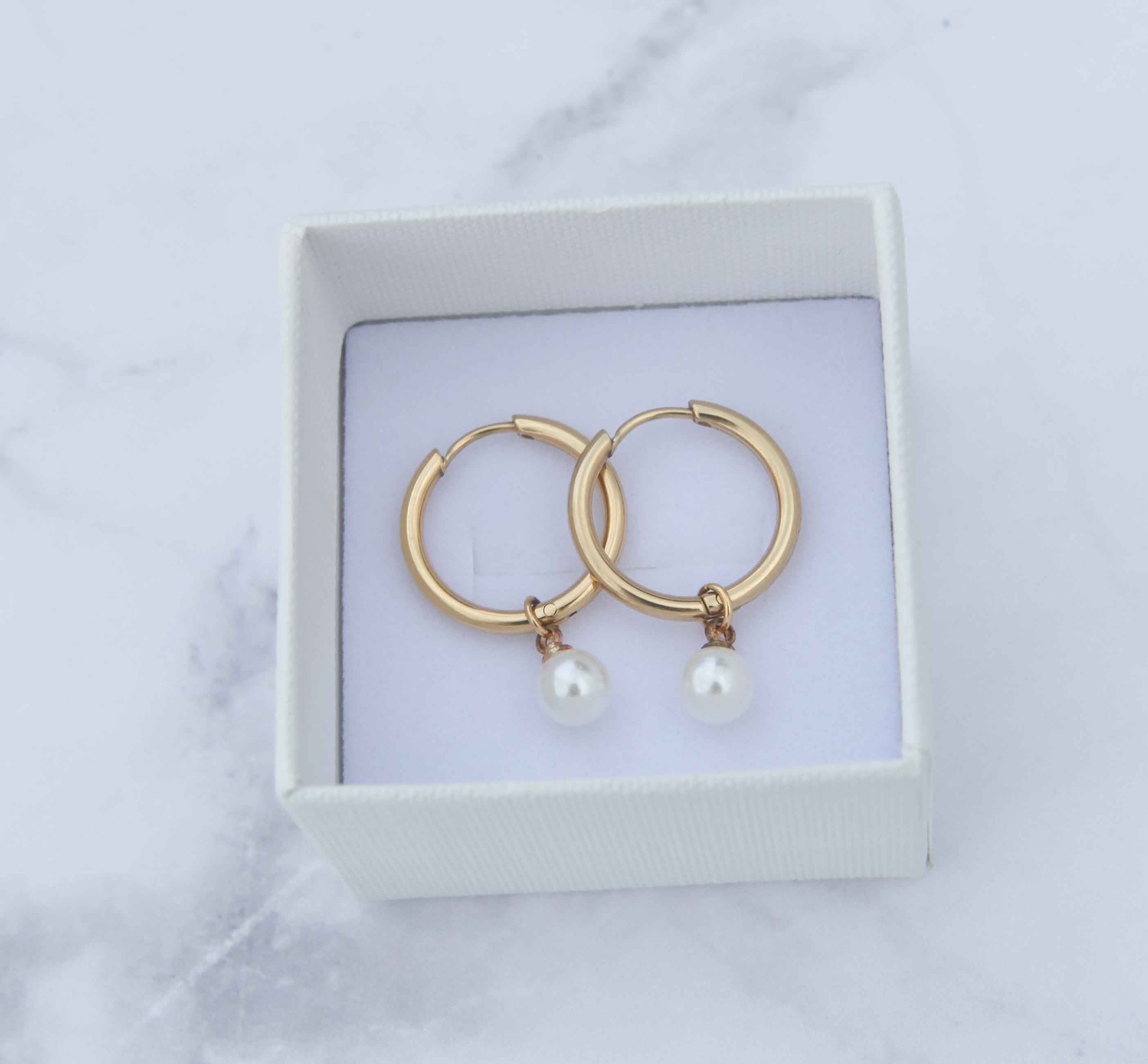 Pearl Hoops - 18k Gold Earrings - Camilla Dovey Jewelry