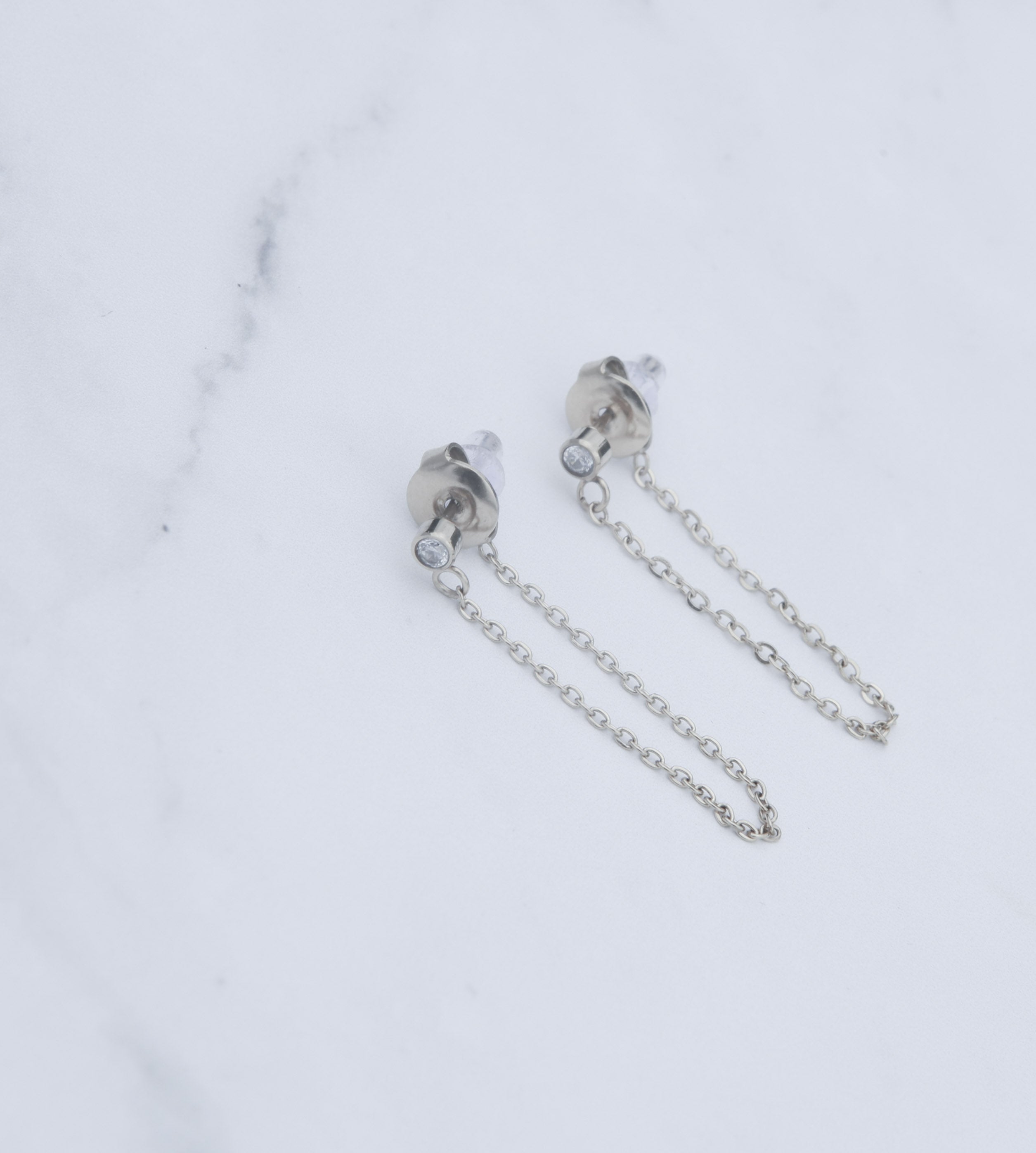 Carter - 18k Gold Chain Zirconia Earrings - Camilla Dovey Jewelry