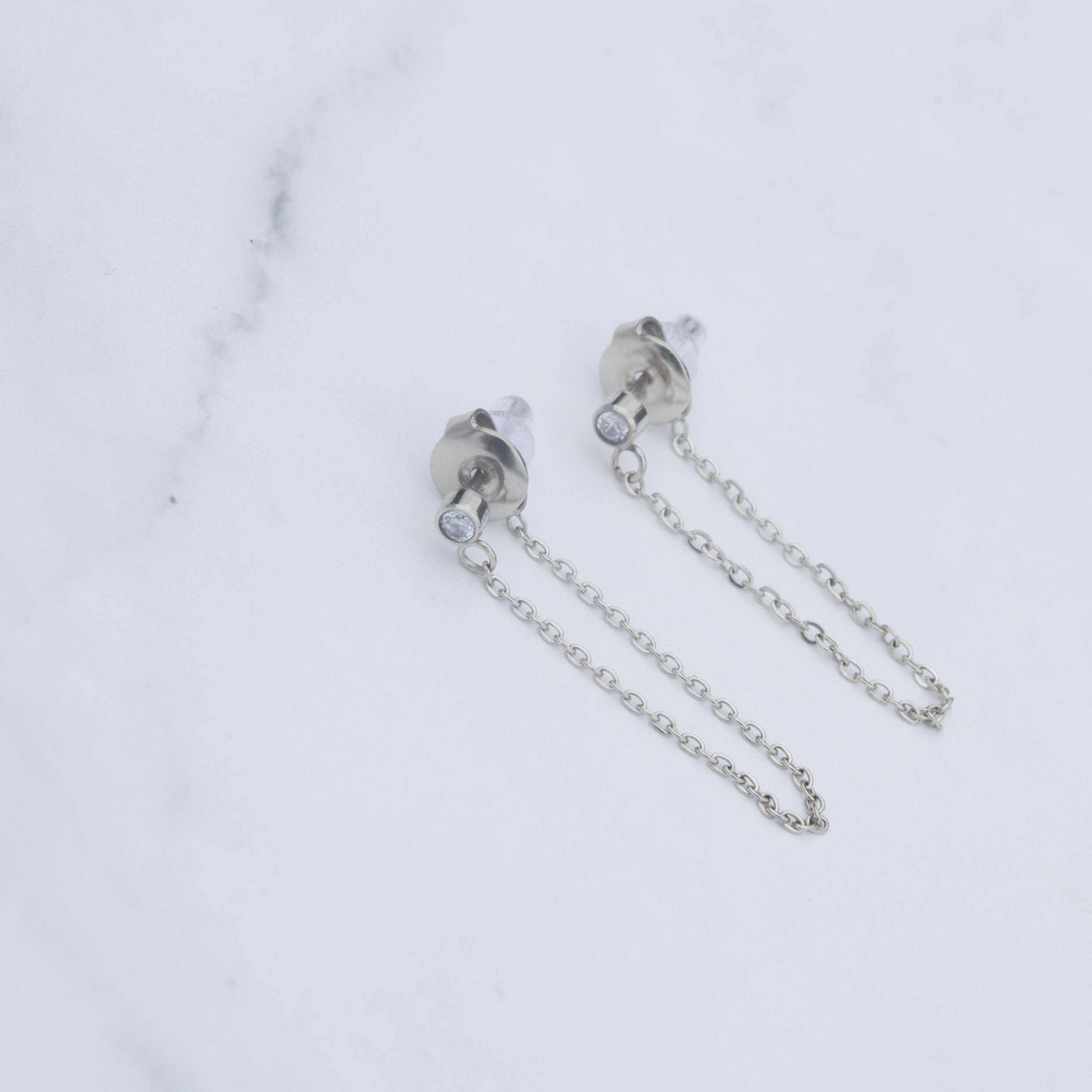 Carter - Silver Chain Zirconia Earrings - Camilla Dovey Jewelry