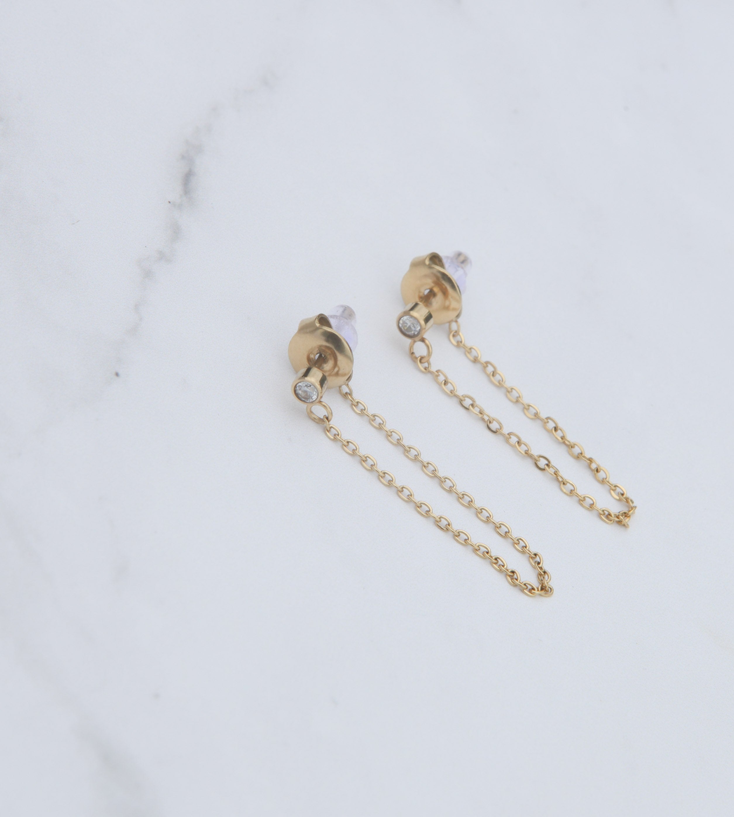 Carter - 18k Gold Chain Zirconia Earrings - Camilla Dovey Jewelry