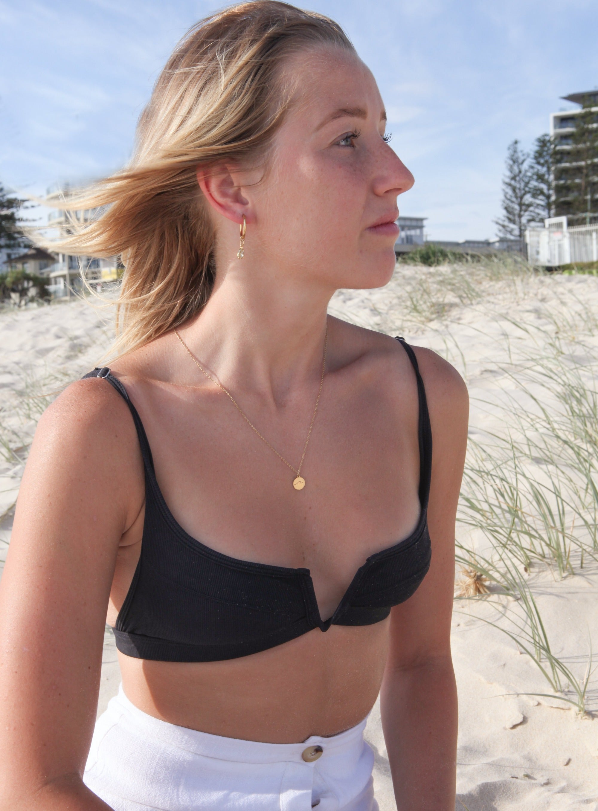 Ocean Wave Necklace Engraving - 18k Gold - Camilla Dovey Jewelry