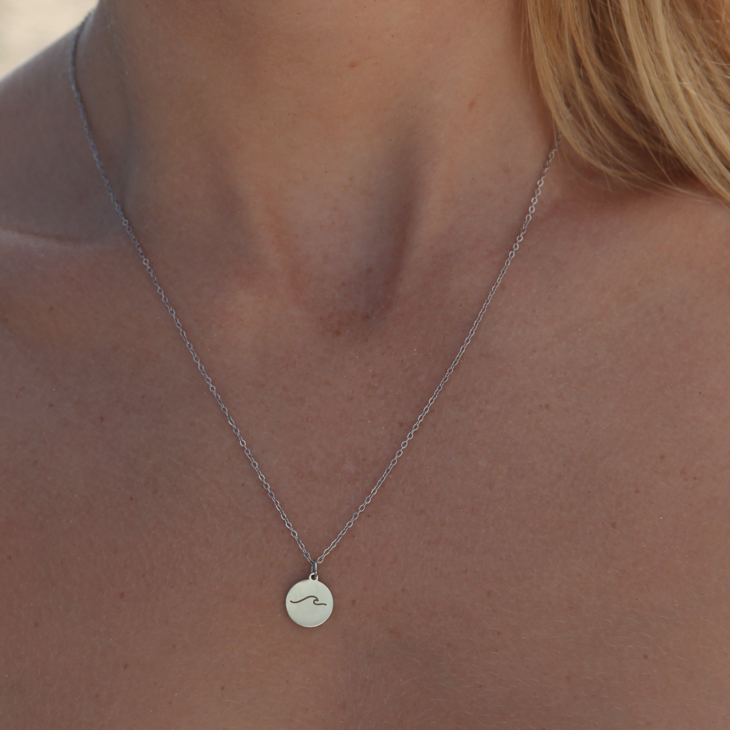 Ocean Wave Necklace Engraving - Silver - Camilla Dovey Jewelry