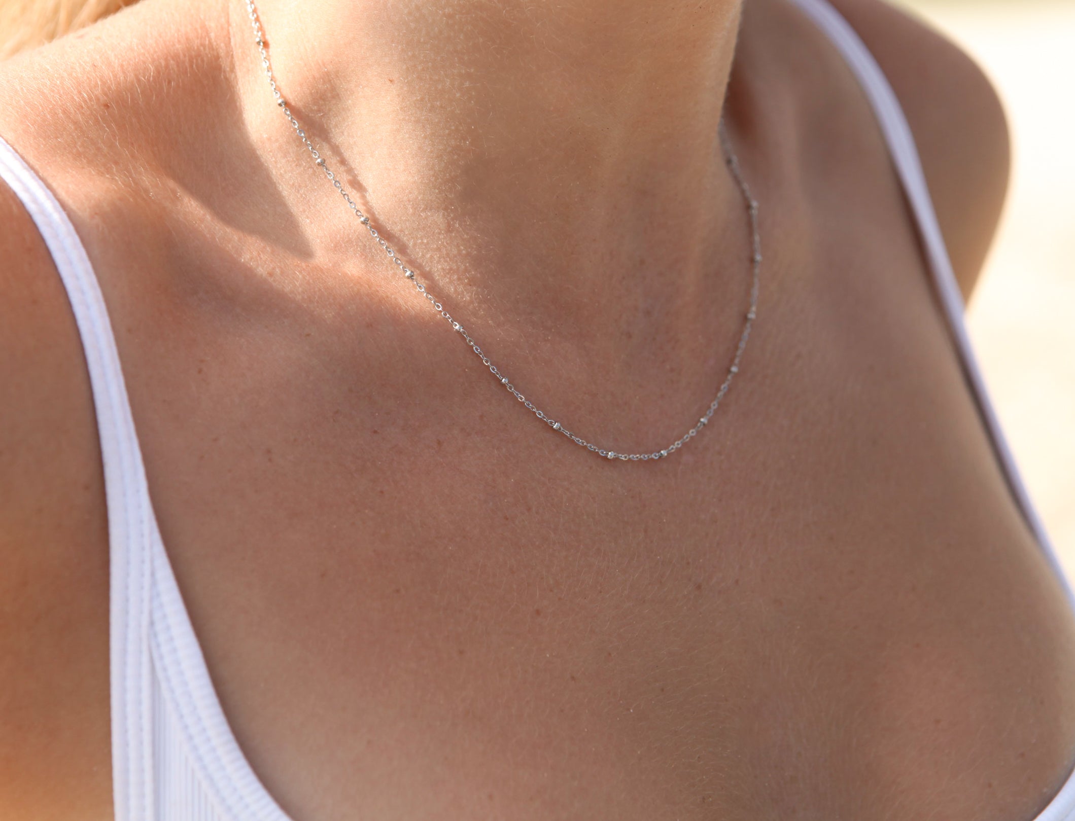 Gold Satellite Bead - 18k Gold Necklace