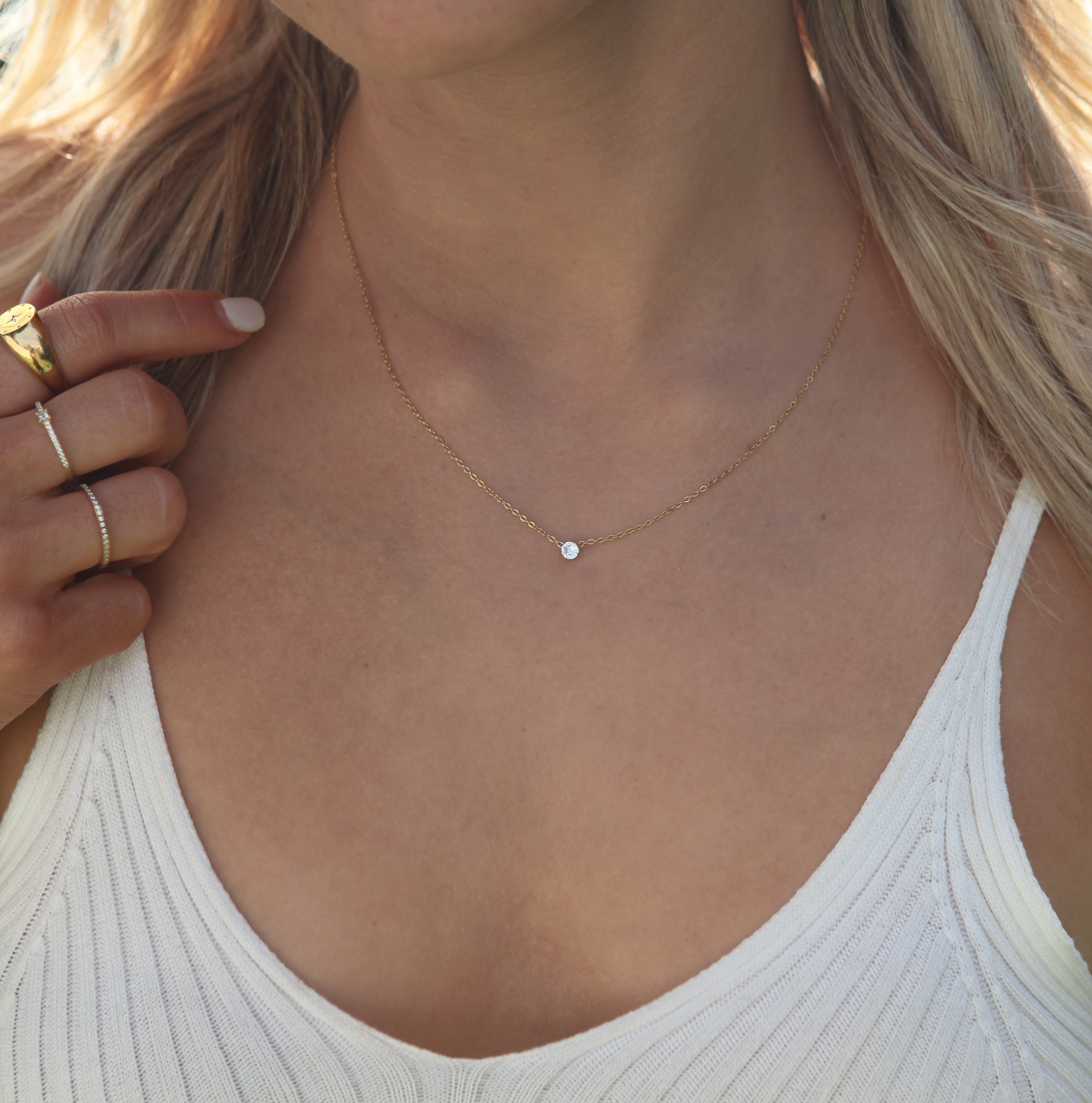 Aaliyah - Dainty Zirconia 18k Gold necklace