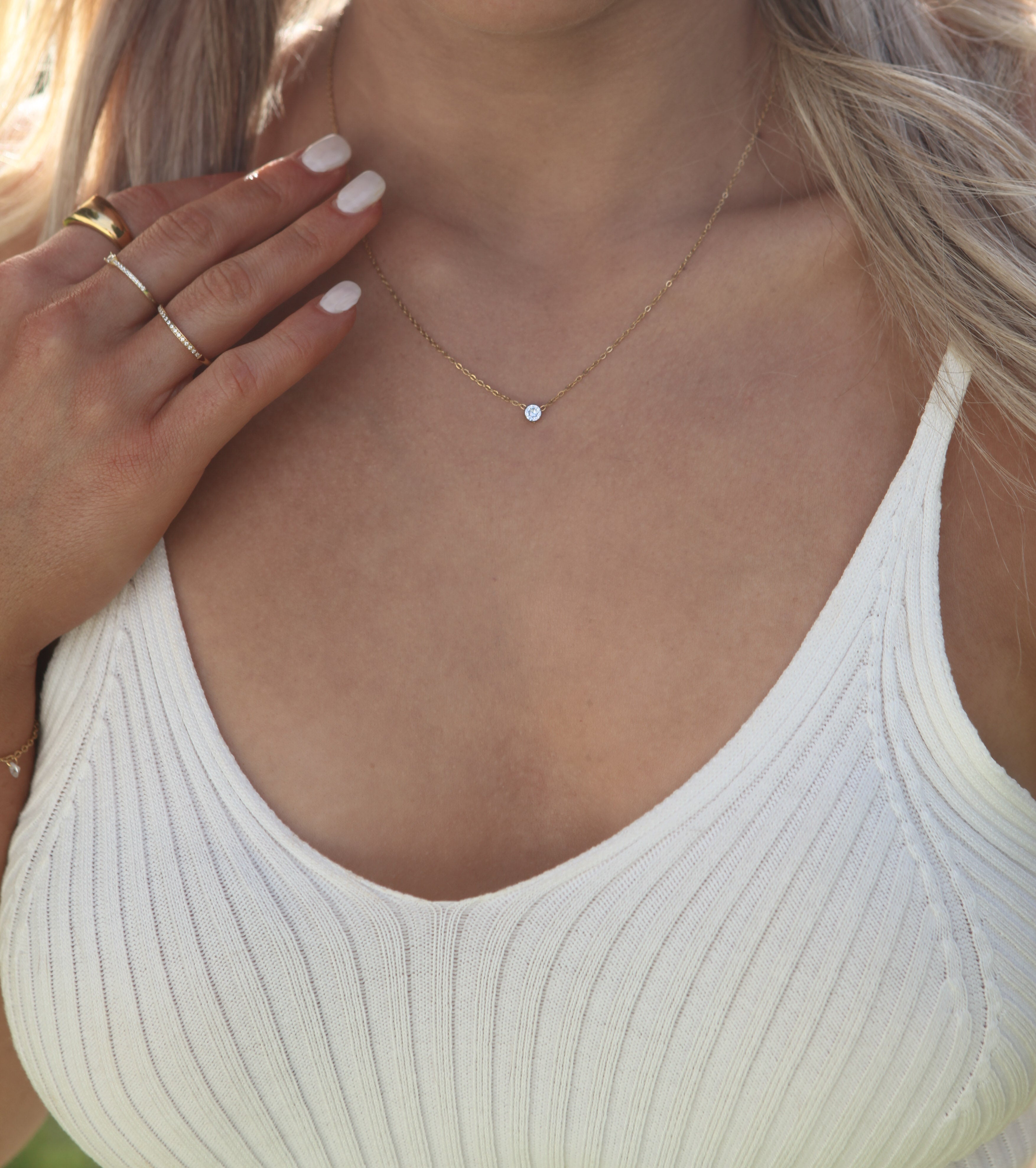 Aaliyah - Dainty Zirconia 18k Gold necklace