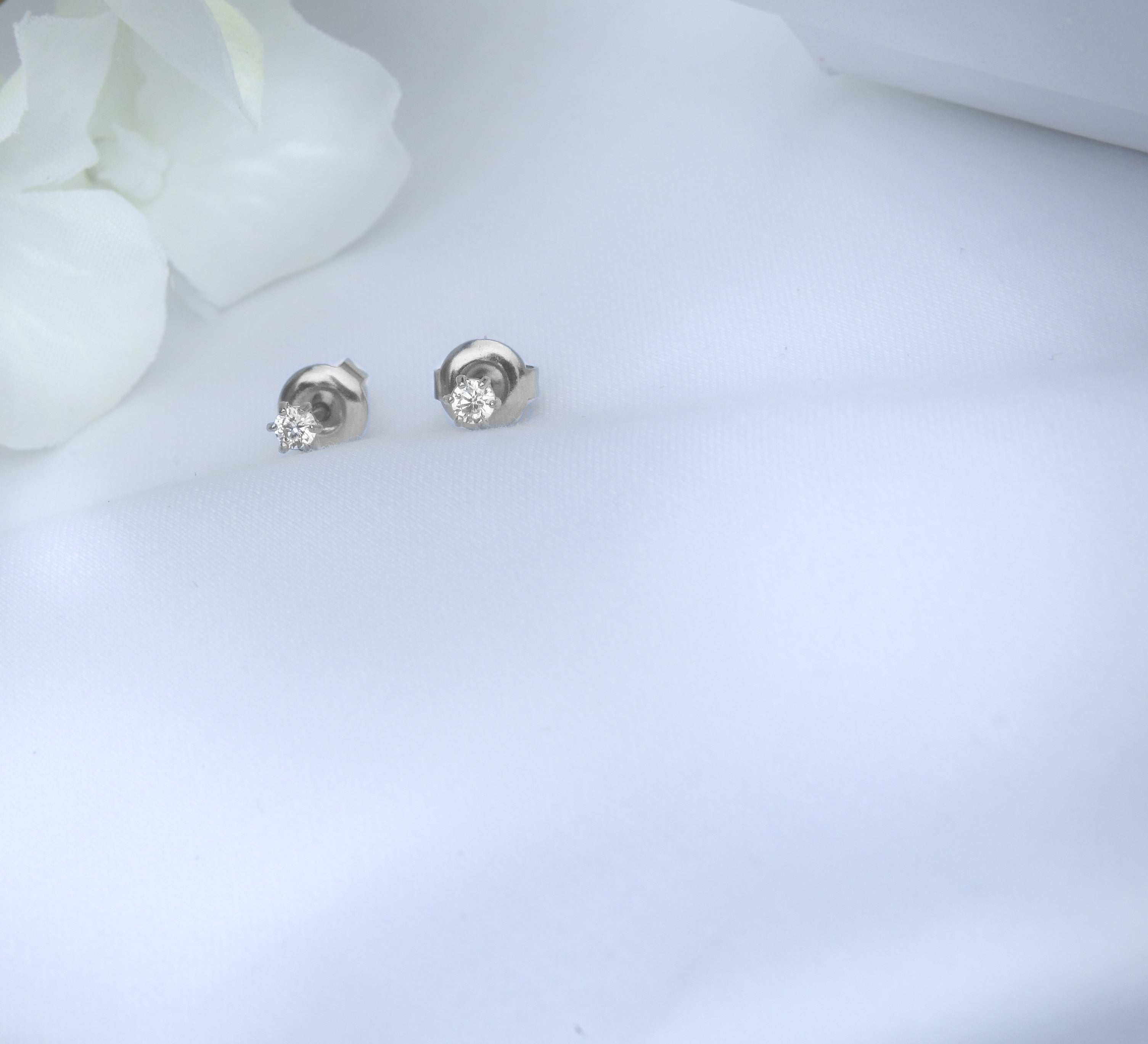 2mm Miniature Zirconia Studs - 18k Gold/Silver Earrings - Camilla Dovey Jewelry