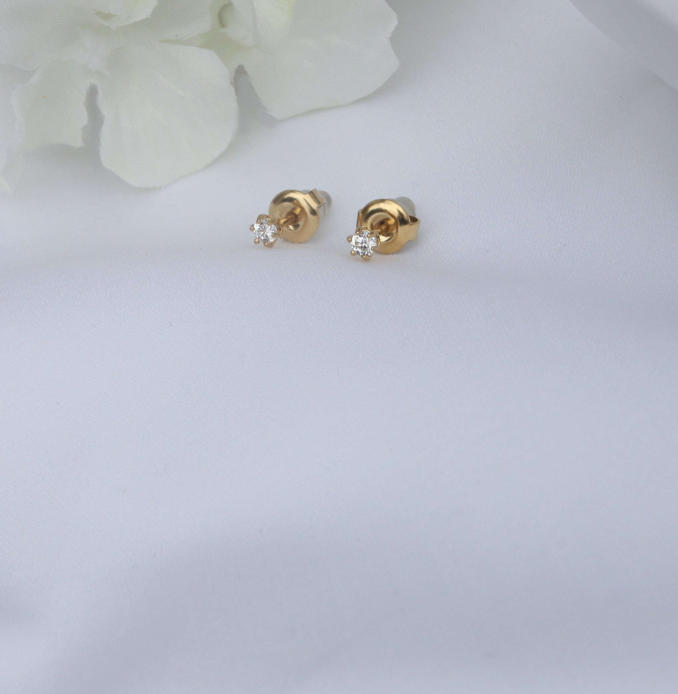 2mm Miniature Zirconia Studs - 18k Gold/Silver Earrings - Camilla Dovey Jewelry