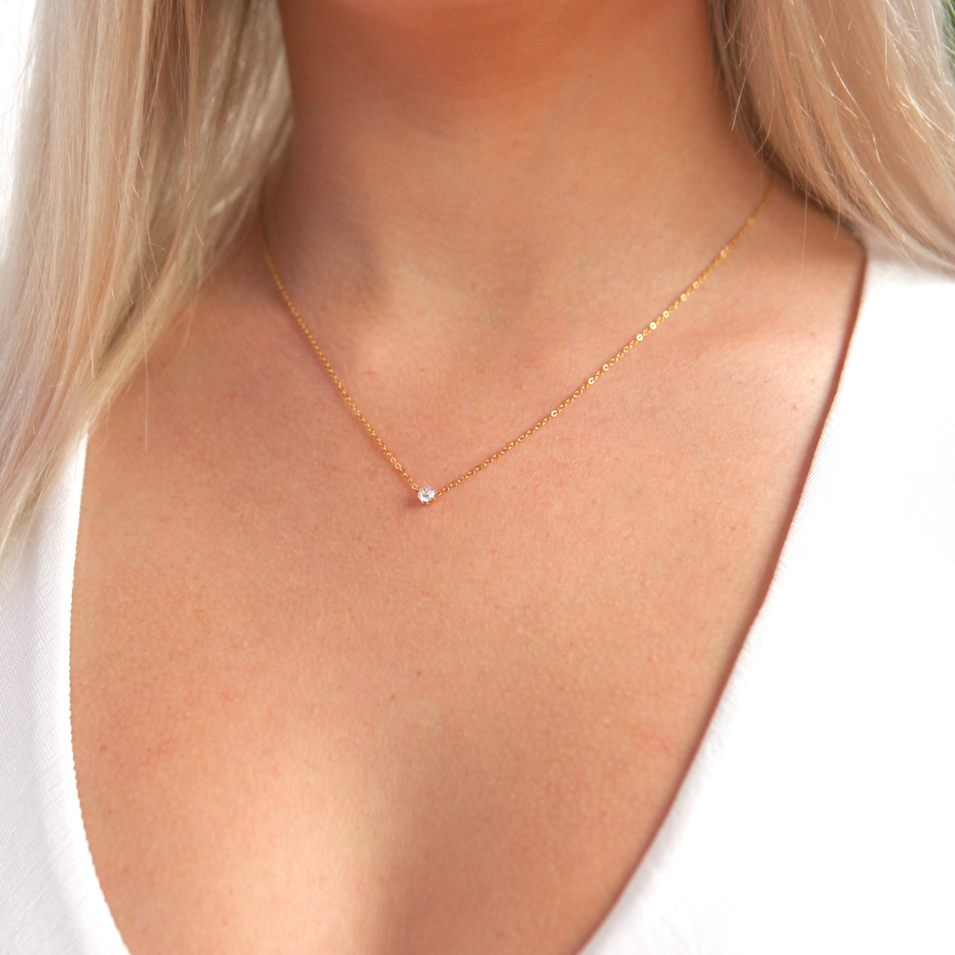Aaliyah - Dainty Zirconia 18k Gold necklace
