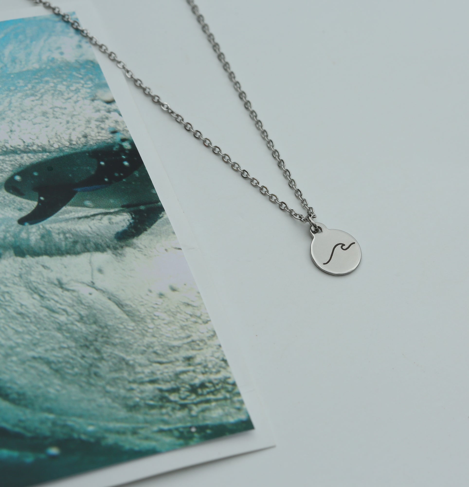 Ocean Wave Necklace Engraving - Silver - Camilla Dovey Jewelry