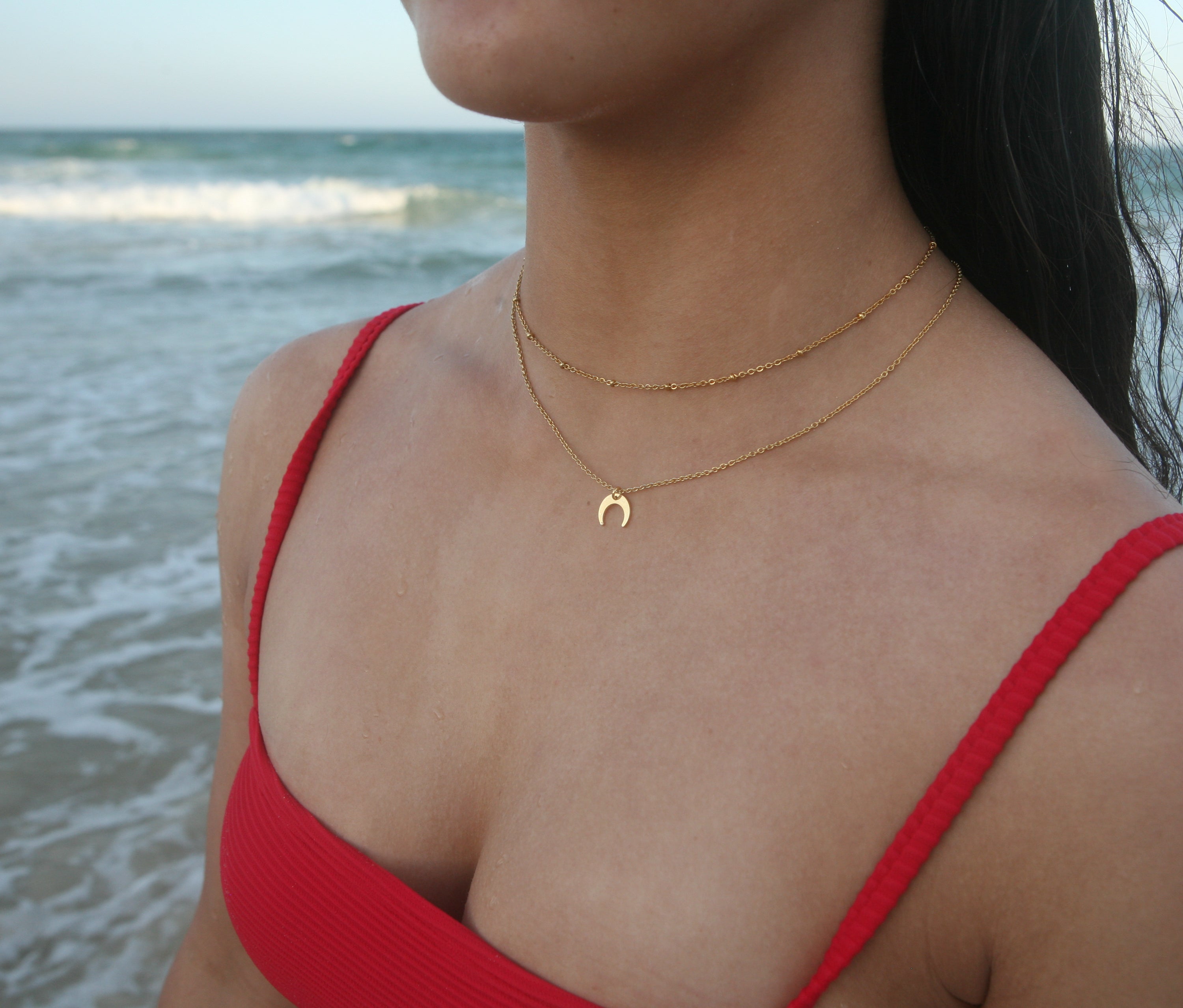 Zoe - 18k Gold Crescent Moon necklace - Camilla Dovey Jewelry
