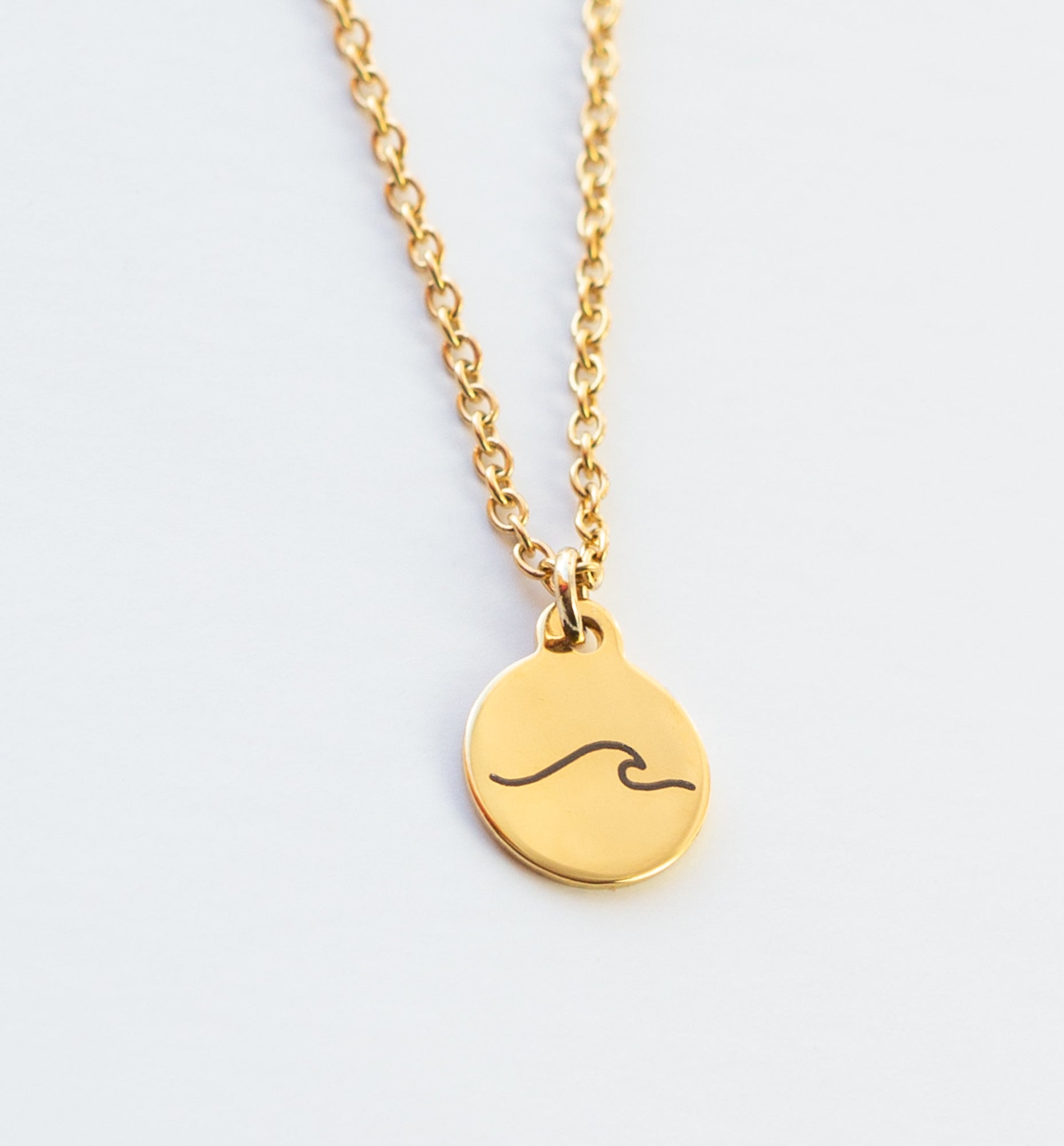 Ocean Wave Necklace Engraving - 18k Gold - Camilla Dovey Jewelry